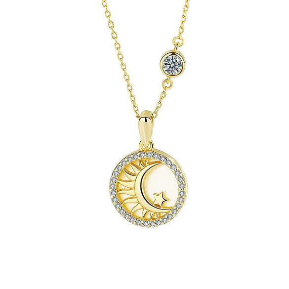 Wholesale Necklace S925 Sterling Silver Geometric Star Moon Pendant Clavicle Chain For Women
