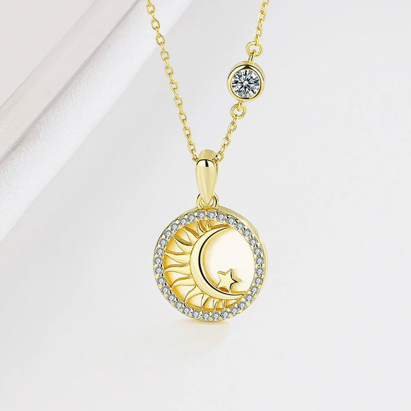 Wholesale Necklace S925 Sterling Silver Geometric Star Moon Pendant Clavicle Chain For Women