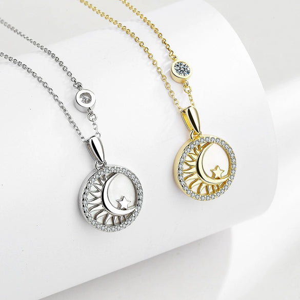 Wholesale Necklace S925 Sterling Silver Geometric Star Moon Pendant Clavicle Chain For Women