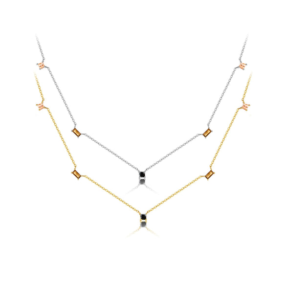 Wholesale Necklace S925 Sterling Silver Geometric Style Electroplated With Platinum And 18K Gold