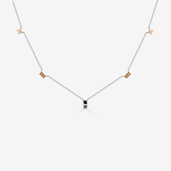 Wholesale Necklace S925 Sterling Silver Geometric Style Electroplated With Platinum And 18K Gold