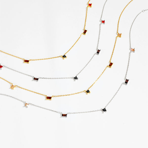 Wholesale Necklace S925 Sterling Silver Geometric Style Electroplated With Platinum And 18K Gold