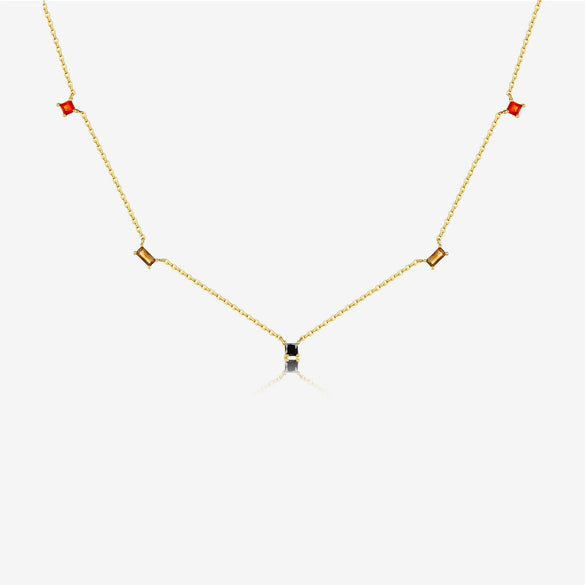 Wholesale Necklace S925 Sterling Silver Geometric Style Electroplated With Platinum And 18K Gold