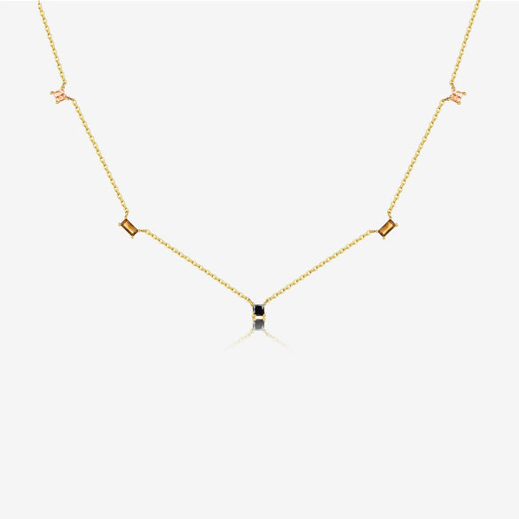 Wholesale Necklace S925 Sterling Silver Geometric Style Electroplated With Platinum And 18K Gold