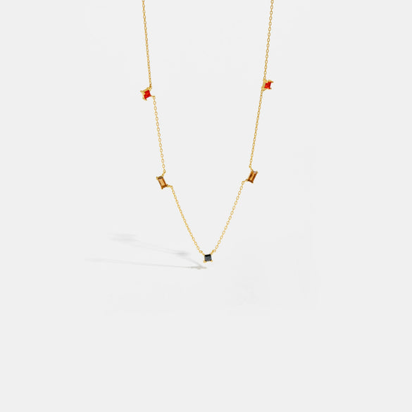 Wholesale Necklace S925 Sterling Silver Geometric Style Electroplated With Platinum And 18K Gold