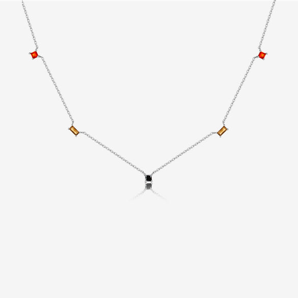 Wholesale Necklace S925 Sterling Silver Geometric Style Electroplated With Platinum And 18K Gold