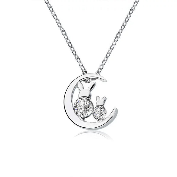 Wholesale Necklace S925 Sterling Silver Jade Rabbit Electroplating Mori Artistic For Women