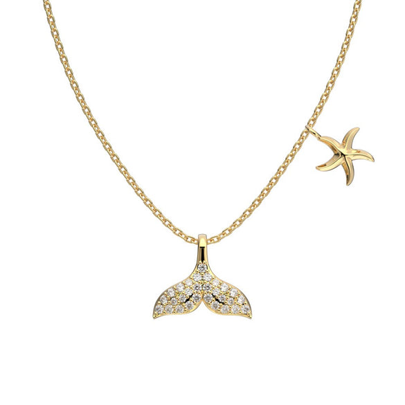 Wholesale Necklace S925 Sterling Silver Light Luxury Animals Zodiac Electroplating Fish Tail Starfish Design For Women