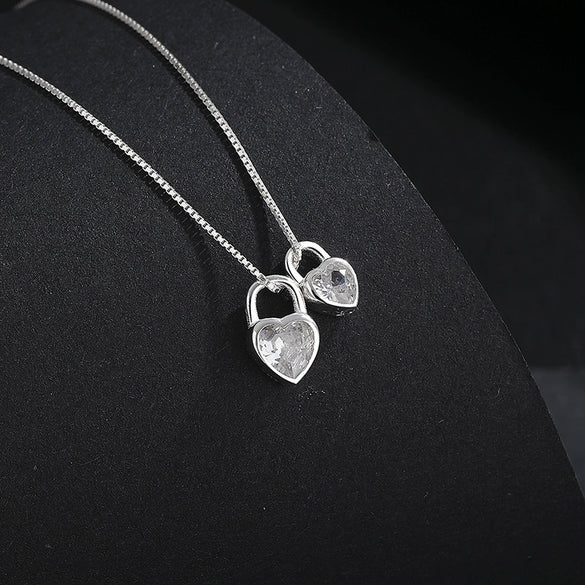 Wholesale Necklace S925 Sterling Silver Love Lock Heart Shape Design Fashion Personality Light Luxury