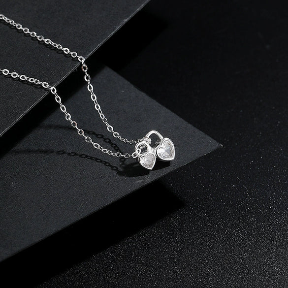 Wholesale Necklace S925 Sterling Silver Love Lock Heart Shape Design Fashion Personality Light Luxury
