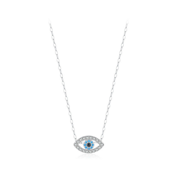 Wholesale Necklace S925 Sterling Silver Micro Inlaid Devil's Eye Cross Chain For Women Niche Retro Style