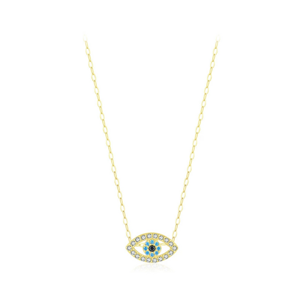 Wholesale Necklace S925 Sterling Silver Micro Inlaid Devil's Eye Cross Chain For Women Niche Retro Style