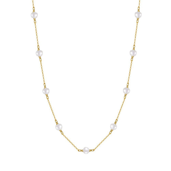 Wholesale Necklace S925 Sterling Silver Natural Freshwater Pearl Geometric Electroplated Simple Style