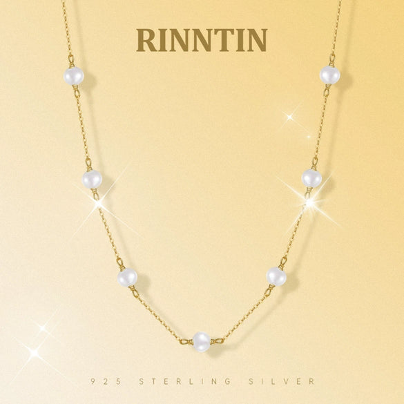 Wholesale Necklace S925 Sterling Silver Natural Freshwater Pearl Geometric Electroplated Simple Style