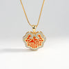 Wholesale Necklace S925 Sterling Silver Natural Red Agate Peace Lock Geometric Electroplated For Women