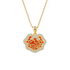 Wholesale Necklace S925 Sterling Silver Natural Red Agate Peace Lock Geometric Electroplated For Women
