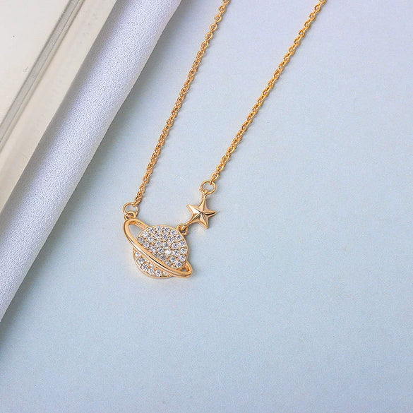 Wholesale Necklace S925 Sterling Silver Planet Pattern Electroplating Cross Chain For Women