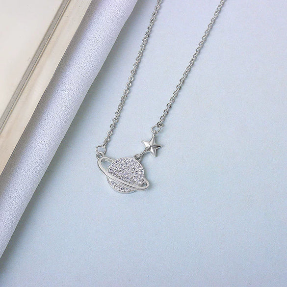 Wholesale Necklace S925 Sterling Silver Planet Pattern Electroplating Cross Chain For Women