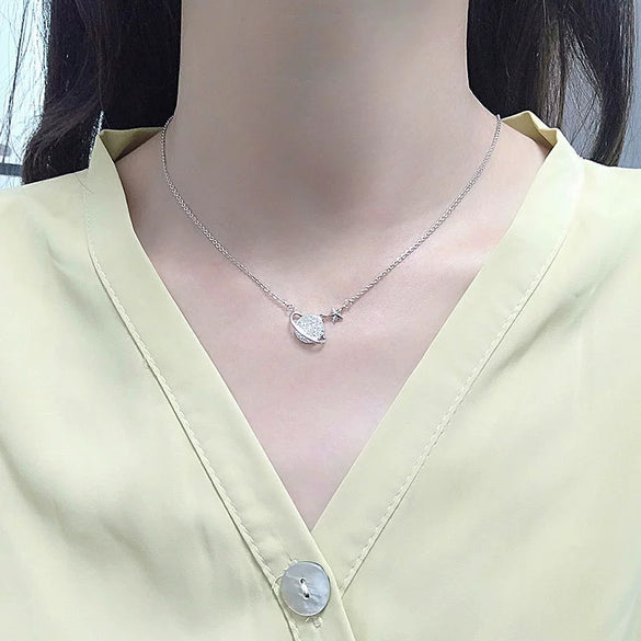 Wholesale Necklace S925 Sterling Silver Planet Pattern Electroplating Cross Chain For Women