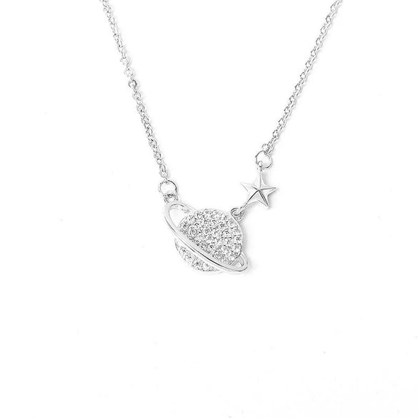 Wholesale Necklace S925 Sterling Silver Planet Pattern Electroplating Cross Chain For Women