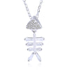 Wholesale Necklace S925 Sterling Silver Skull Fish Pendant Cross Chain Mixed Gem Inlay Geometric Electroplated