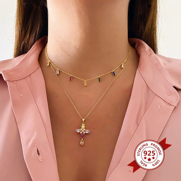 Wholesale Necklace 925 Silver Copper Drop Shape Electroplating Geometric Women's