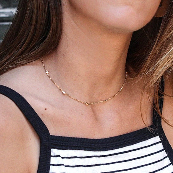 Wholesale Necklace 925 Silver Copper Star Snake Bone Chain Electroplating Minimalist Couple Style