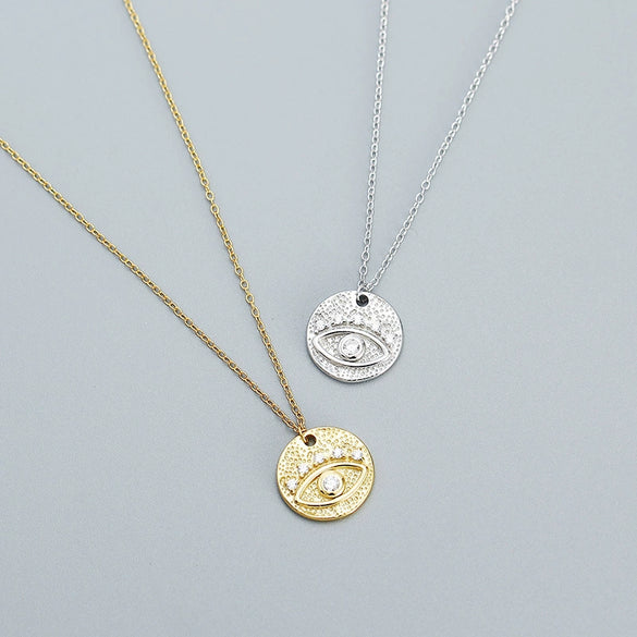 Wholesale Necklace 925 Silver Geometric Devil Eye Embedded Electroplating Ochain For Women