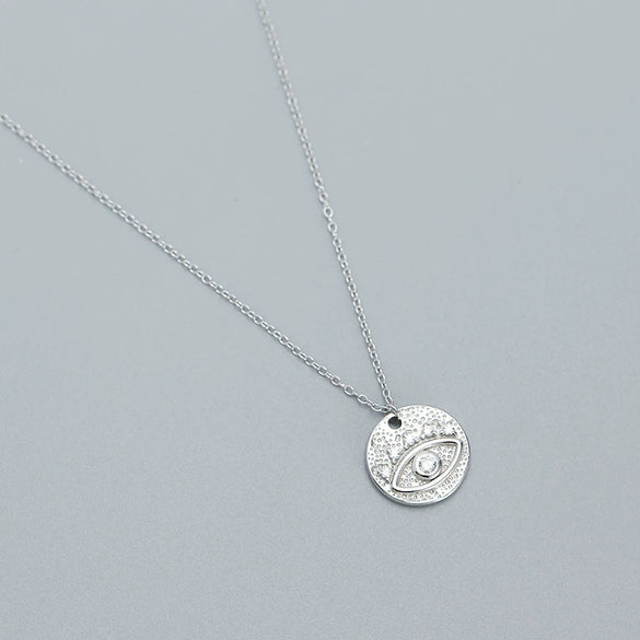 Wholesale Necklace 925 Silver Geometric Devil Eye Embedded Electroplating Ochain For Women