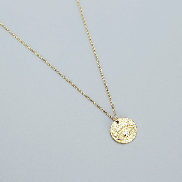 Wholesale Necklace 925 Silver Geometric Devil Eye Embedded Electroplating Ochain For Women