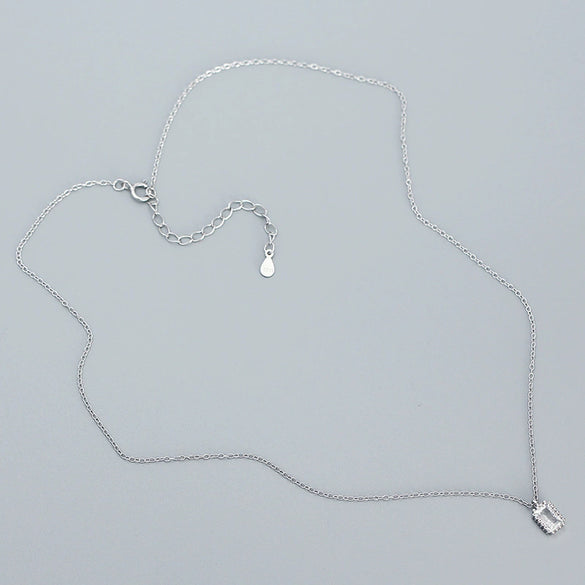 Wholesale Necklace 925 Silver Geometric Rectangular Zircon Electroplated Ochain For Women