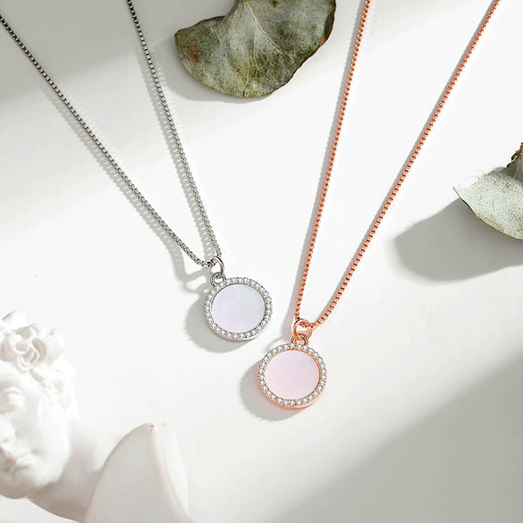 Wholesale Necklace 925 Silver Geometric Round Tag Pendant Women's Fashion