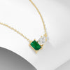 Wholesale Necklace Silver Inlaid With Emerald Rectangular Water Drop Zircon Geometric Women's