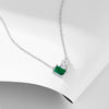 Wholesale Necklace Silver Inlaid With Emerald Rectangular Water Drop Zircon Geometric Women's