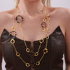 Wholesale Necklace Stainless Steel Acrylic Circle Leopard Print Woolen Electroplated 316L Stainless Steel Unisex