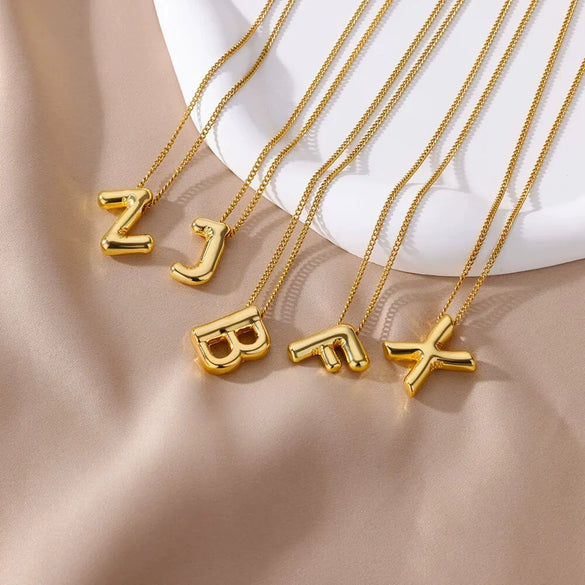 Wholesale Necklace Stainless Steel Alloy Letter Balloon 3D Initial Gold Plated Electroplated Unisex