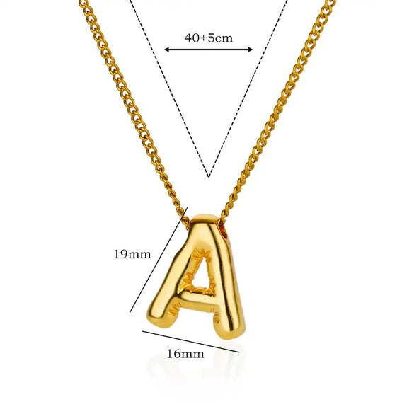 Wholesale Necklace Stainless Steel Alloy Letter Balloon 3D Initial Gold Plated Electroplated Unisex