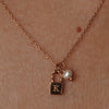 Wholesale Necklace Stainless Steel And Titanium Steel With 26 Letters Pearl Lock Pendant And 12 Constellations Handmade Ochain Plated With 18K Gold For Women