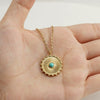 Wholesale Necklace 316L Stainless Steel Blue Turquoise Round Geometric Style Mixed Gem Inlay 18K Gold Plated For Women