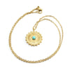 Wholesale Necklace 316L Stainless Steel Blue Turquoise Round Geometric Style Mixed Gem Inlay 18K Gold Plated For Women