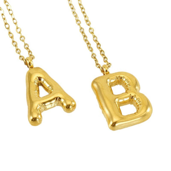Wholesale Necklace Stainless Steel Chubby Bubble Letter Design Polished Unisex Cross Chain