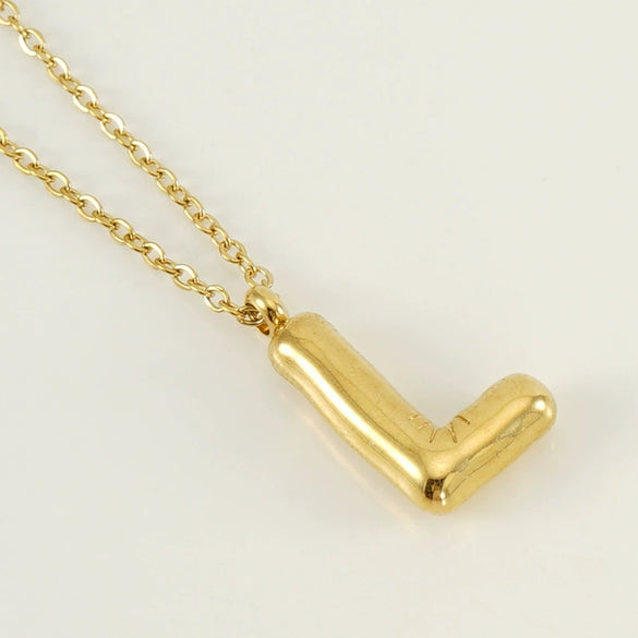 Wholesale Necklace Stainless Steel Chubby Bubble Letter Design Polished Unisex Cross Chain