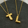 Wholesale Necklace Stainless Steel Chubby Bubble Letter Design Polished Unisex Cross Chain
