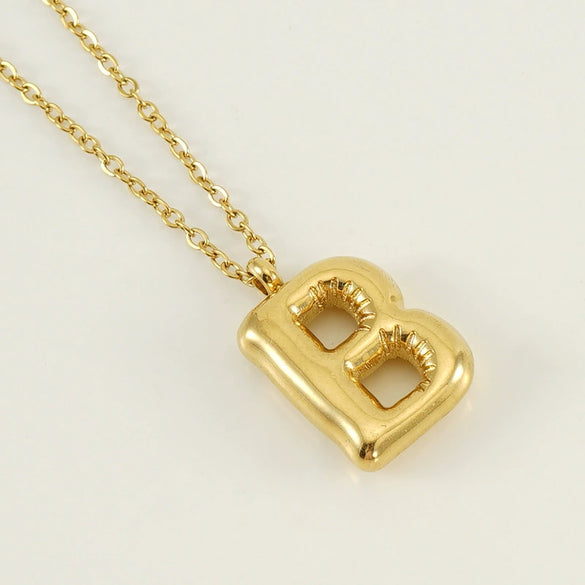 Wholesale Necklace Stainless Steel Chubby Bubble Letter Design Polished Unisex Cross Chain