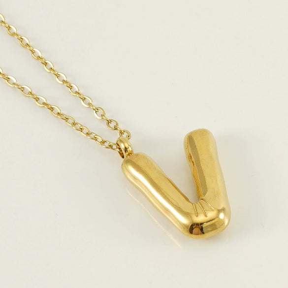 Wholesale Necklace Stainless Steel Chubby Bubble Letter Design Polished Unisex Cross Chain