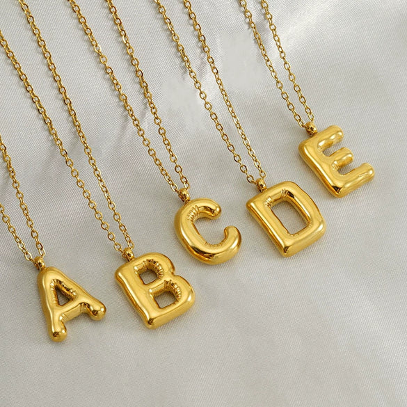 Wholesale Necklace Stainless Steel Chubby Bubble Letter Design Polished Unisex Cross Chain