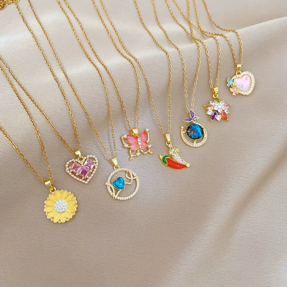 Wholesale Necklace Stainless Steel Copper Animal Zodiac Cartoon Minimalist Style