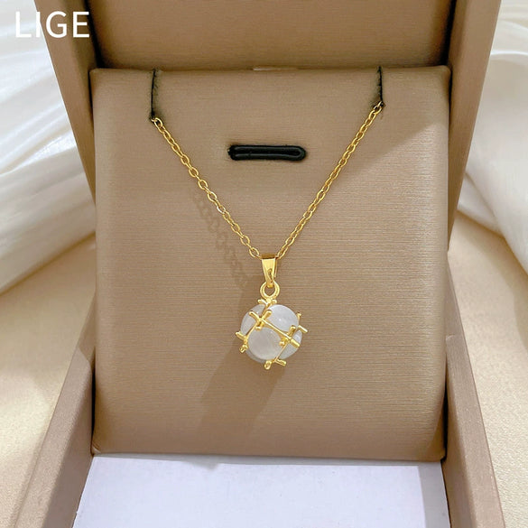 Wholesale Necklace Stainless Steel Copper Cat's Eye Ball Animal Zodiac Cartoon Style Unisex