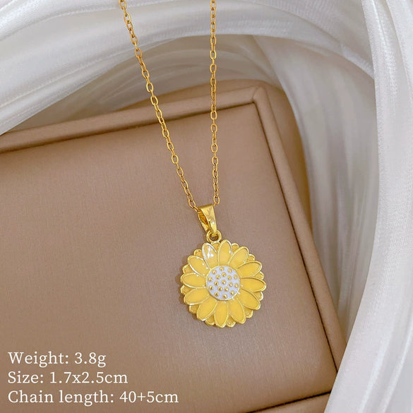 Wholesale Necklace Stainless Steel Copper Geometric Daisy Style