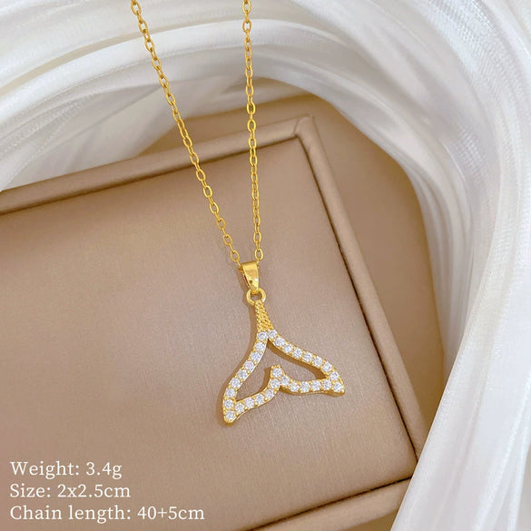 Wholesale Necklace Stainless Steel Copper Geometric Fishtail Cartoon Minimalist Unisex